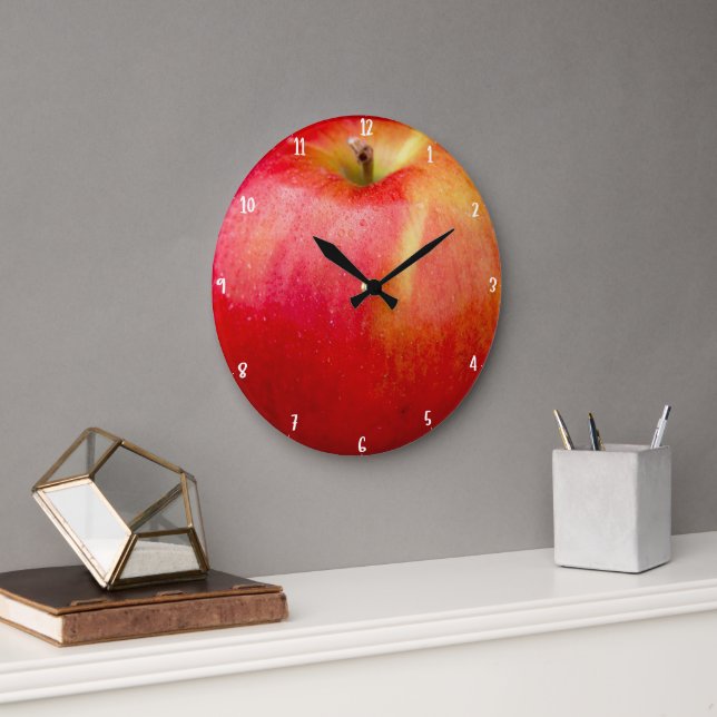 GRANDE HORLOGE RONDE POMME DÉLICIEUSE ROUGE (Bureau)