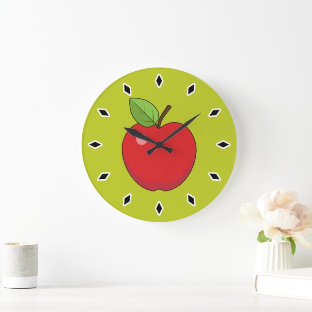 Grande Horloge Ronde Pomme rouge (Maison)