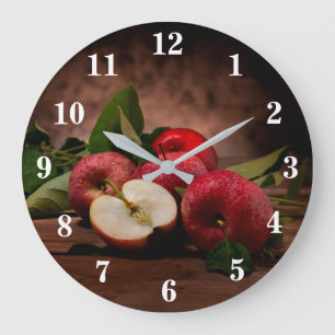 Grande Horloge Ronde Pommes rouges délicieuses