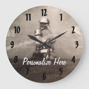 Grande Horloge Ronde Pompier Travailler Les Lignes