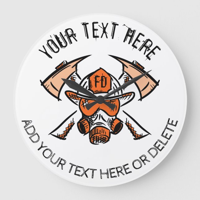 Grande Horloge Ronde Pompiers. Service d'incendie. Modèle d'idées cadea (Recto)