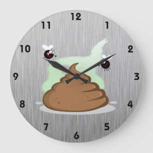 Grande Horloge Ronde Poo Stinky ; Métal-regard