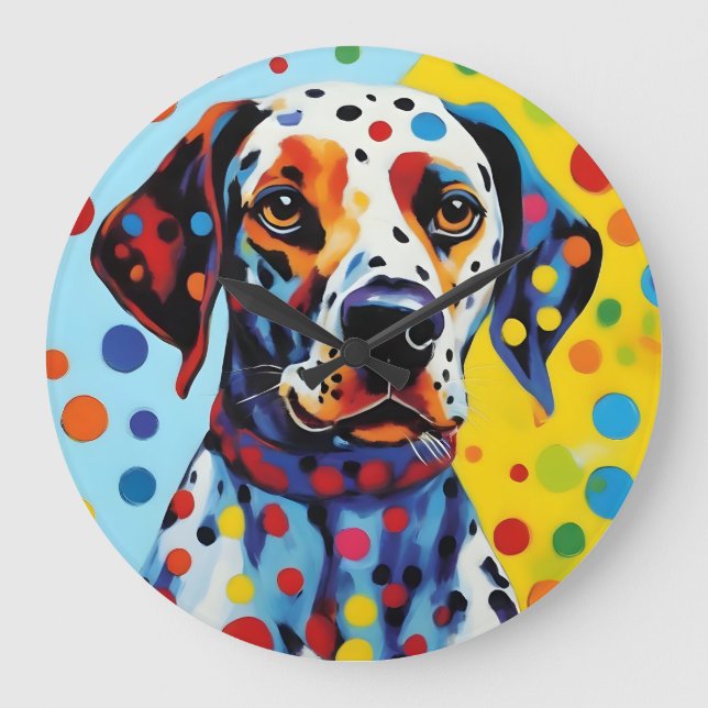 Grande Horloge Ronde Pop Art Chien dalmate (Recto)