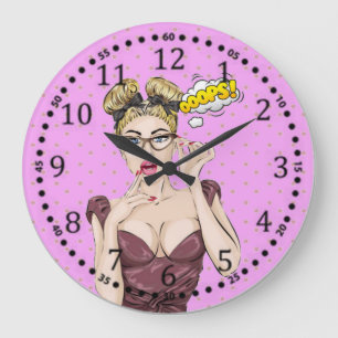 Grande Horloge Ronde Pop art girl