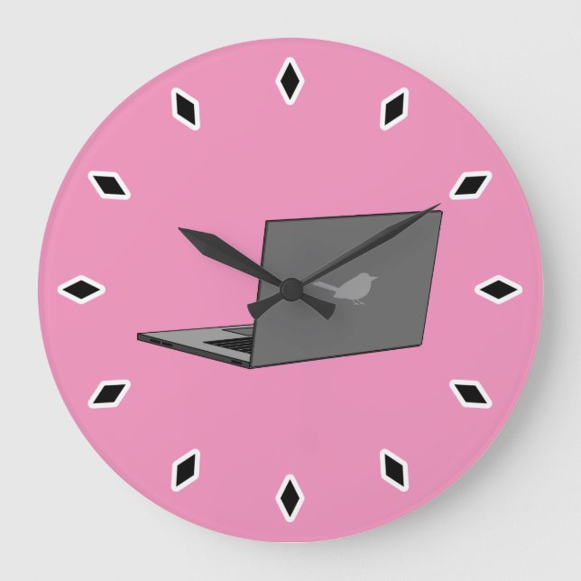 Grande Horloge Ronde Portable gris avec logo d'oiseau (Recto)