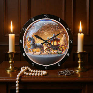 Grande Horloge Ronde Porte de Noël magique