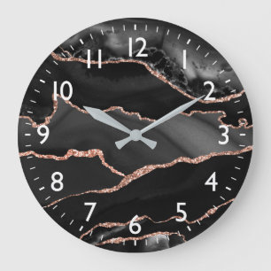 Grande Horloge Ronde Porte de Parties scintillant Black & Rose Gold Fau