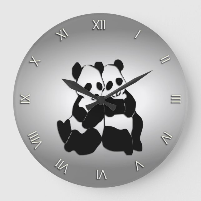 Grande Horloge Ronde Portes de panda mignonnes (Recto)