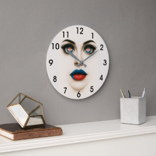 Grande Horloge Ronde Portrait de la pop croate beauté yeux & lèvres