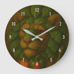Grande Horloge Ronde Portrait de Lion Renaissance