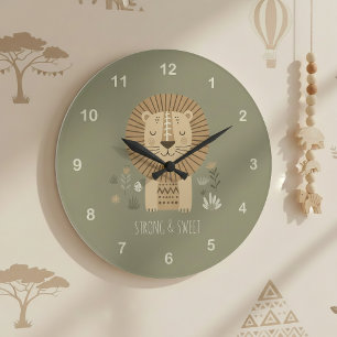 Grande Horloge Ronde Portrait de lion Safari ID1264