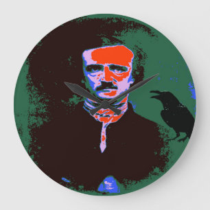 Grande Horloge Ronde Portrait d'Edgar Allan Poe Pop Art