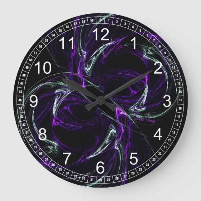Grande Horloge Ronde Possibilités - Améthyste cosmique Abstrait MurHorl (Recto)