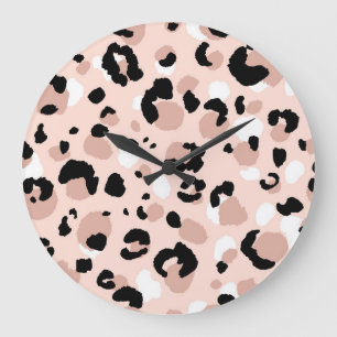 Grande Horloge Ronde Poster de animal Léopard Abstrait moderne