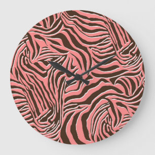Grande Horloge Ronde Poster de animal, modèle zèbre sans soudure.