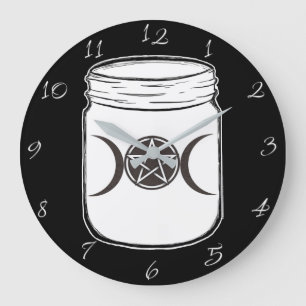 Grande Horloge Ronde Pots Mason Triple Déesse Lunaisons Magie Mystique