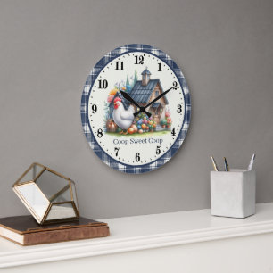 Grande Horloge Ronde Poulailler de campagne mignon ajoutez du texte