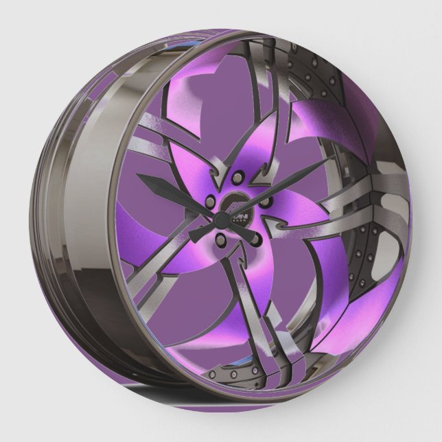Grande Horloge Ronde Pourpre et jante de chrome (Recto)