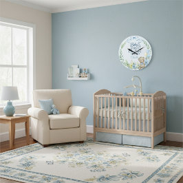 Grande Horloge Ronde Premier Noël de Bébé Garçon Photo Nom Personnalisé