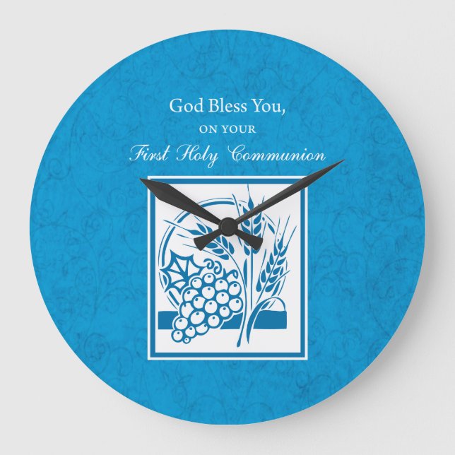 Grande Horloge Ronde Première communion, Blé, Bleu des raisins (Recto)