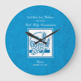 Grande Horloge Ronde Première communion de Godson, blé, raisins bleu