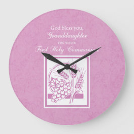 Grande Horloge Ronde Première communion de la petite-fille, rose