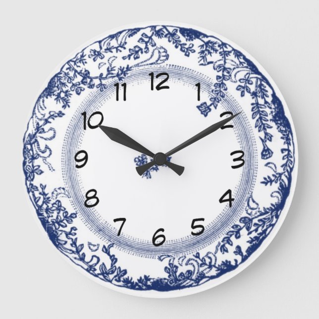 Grande Horloge Ronde pretty vintage blue delplate clock (Recto)