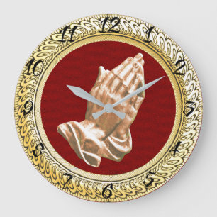 GRANDE HORLOGE RONDE PRIER LES MAINS