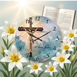 Grande Horloge Ronde Prière Christian Jésus