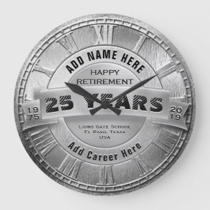 Grande Horloge Ronde Prime de retraite personnalisée en argent