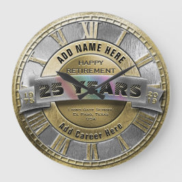 Grande Horloge Ronde Prime de retraite personnalisée en or et en argent