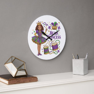 Grande Horloge Ronde Princesse de Perles - Mardi Gras