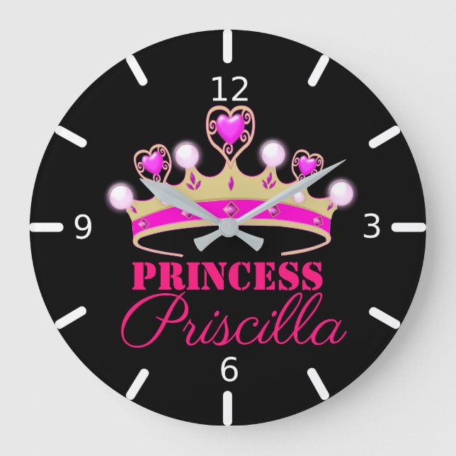 Grande Horloge Ronde Princesse Tiara personnalisée (Recto)