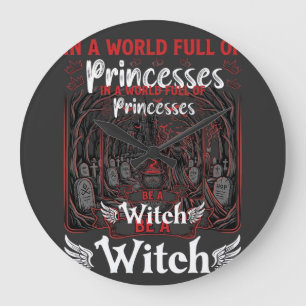 Grande Horloge Ronde Princesses Sorcière Château Halloween Chaudron Tom