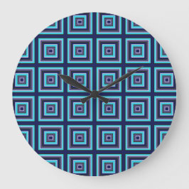 Grande Horloge Ronde Prises carrés Marine Turquoise Purple Vert Blanc