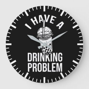 Grande Horloge Ronde Problème de boisson - Boba drôle, Thé de bulle