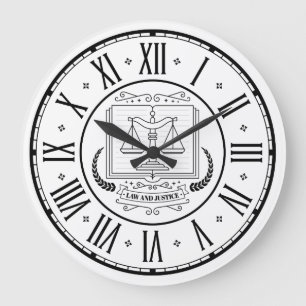 Grande Horloge Ronde PROCUREUR DE DROIT   Blanc noir