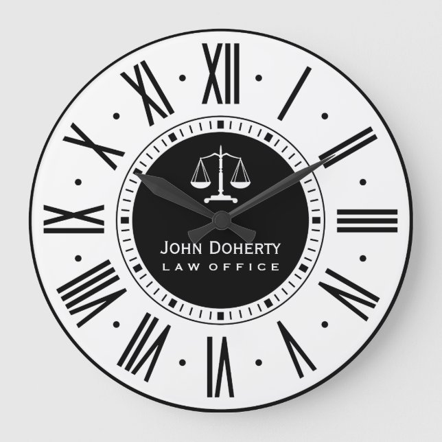 Grande Horloge Ronde Procureur | Noir et blanc classique (Recto)