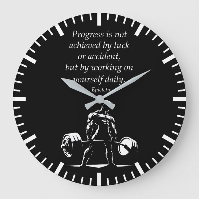 Grande Horloge Ronde Progrès quotidien - Gymnase Motivationnelle, Fitne (Recto)