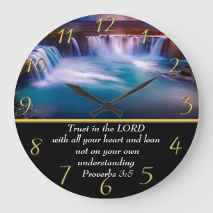 Grande Horloge Ronde Proverbes 3:5 foi chrétienne une cascade