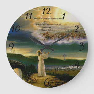 Grande Horloge Ronde Psaumes 100:5 Prière de foi chrétienne