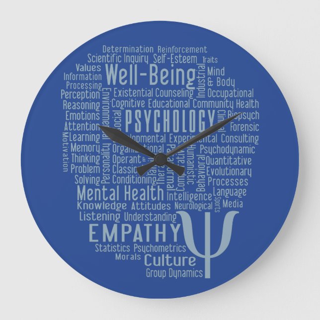 Grande Horloge Ronde PSYCHOLOGUE Word Cloud custom color wall clock (Recto)