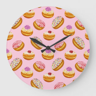 Grande Horloge Ronde Puits colorés : Aquarelle tirée à la main
