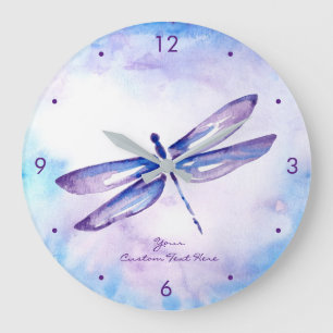 Grande Horloge Ronde Purple Dragonfly Clocks and Unique Home Venin