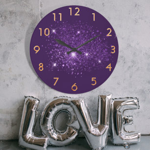 Grande Horloge Ronde Purple glitter dust gold