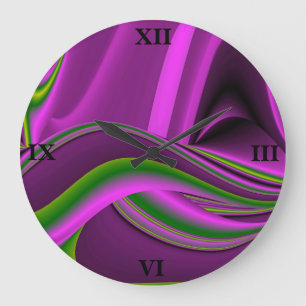 Grande Horloge Ronde purple green abstract