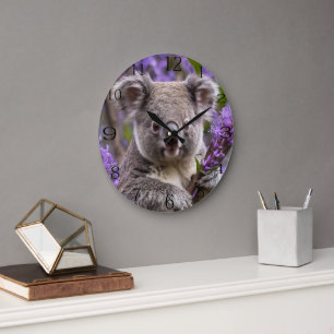 Grande Horloge Ronde Purple Jacaranda Koala Ours,