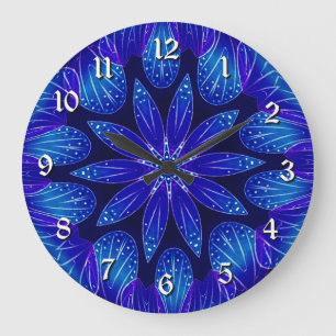 Grande Horloge Ronde Purple & Teal Petals Mandala