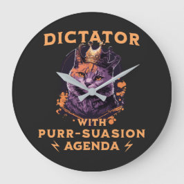 Grande Horloge Ronde Purrsuasion Agenda Drôle King Cat