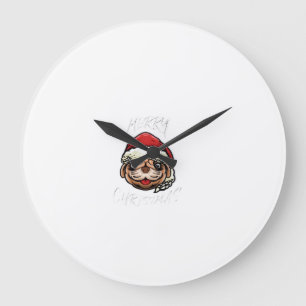 Grande Horloge Ronde Pyjama de Noël drôle pour chien Cadeau pour amateu